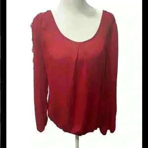 Red HeartSoul Low Back Lace Long Sleeve Sheer Blouse